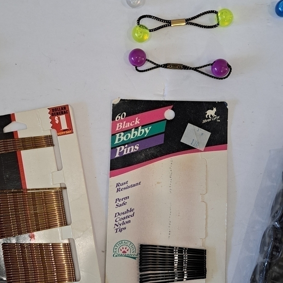 Vintage Lot of Hair Accessories Snap Cover Rollers Bobby Pins Hair Ties - Picture 7 of 9